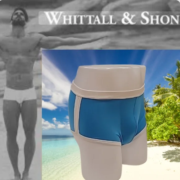 Whittall & Shon Microfiber Boxcut Swim Trunks Torquoise Small - Picture 2 of 7